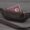Genuine first layer cowhide leather running mobile phone waist bag
