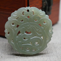 Qingbaiyu Double-sided Yu Long Shuangfeng pendant white jade natural and field jade hollowed-out and safe pendant sweater chain between men and women