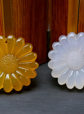 天然玛瑙多色向日葵手工玉吊坠