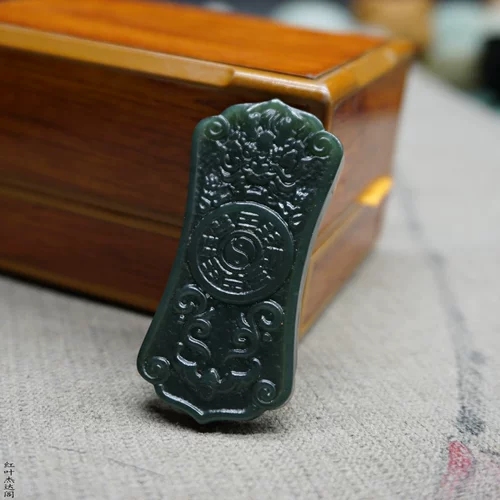 Двусторонная природная руда из нефрита, сине-белый защитный амулет, подвеска