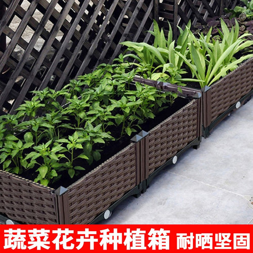 花盆长方形种菜盆塑料长条盆家用种植箱阳台树脂大花盆托盘草莓盆 - 图3
