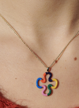 滴釉镀金女花朵项链设计师彩度假