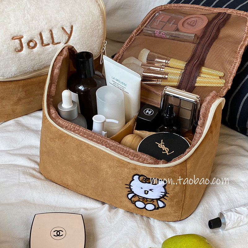 可爱麂皮小房子化妆包女新款大容量便捷旅行化妆刷收纳包洗漱包,淘宝优惠券,粉丝福利购,淘宝优惠卷