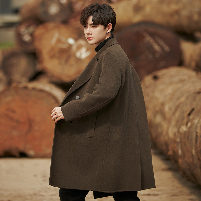 毛呢大衣男士中长款韩版羊毛呢子风衣高端双面呢外套男款秋冬加厚,淘宝优惠券,粉丝福利购,淘宝优惠卷