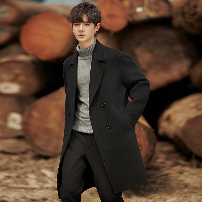 毛呢大衣男士中长款韩版羊毛呢子风衣高端双面呢外套男款秋冬加厚,淘宝优惠券,粉丝福利购,淘宝优惠卷
