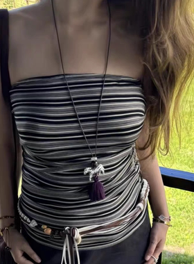 ITS MINE SWAH*山丘度假风大斑马流苏蜡绳长项链个性小马毛衣链潮