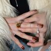 ITS MINE all-over S925 sterling silver Korean niche design minimalist cold style irregular thread stacking ring