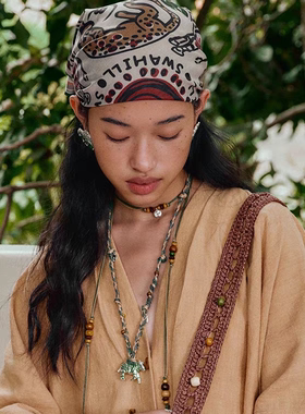 ITS MINE SWAH*山丘度假风大斑马手编绳长项链个性民族风毛衣链潮