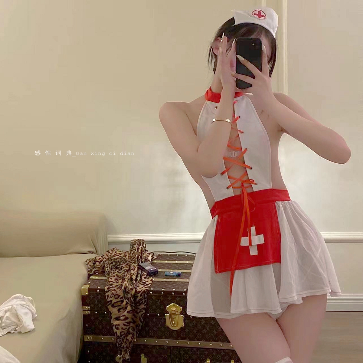 护士服私房护士制服纯欲辣妹蝴蝶结睡裙服角色扮演服家居服女仆夏 - 图1