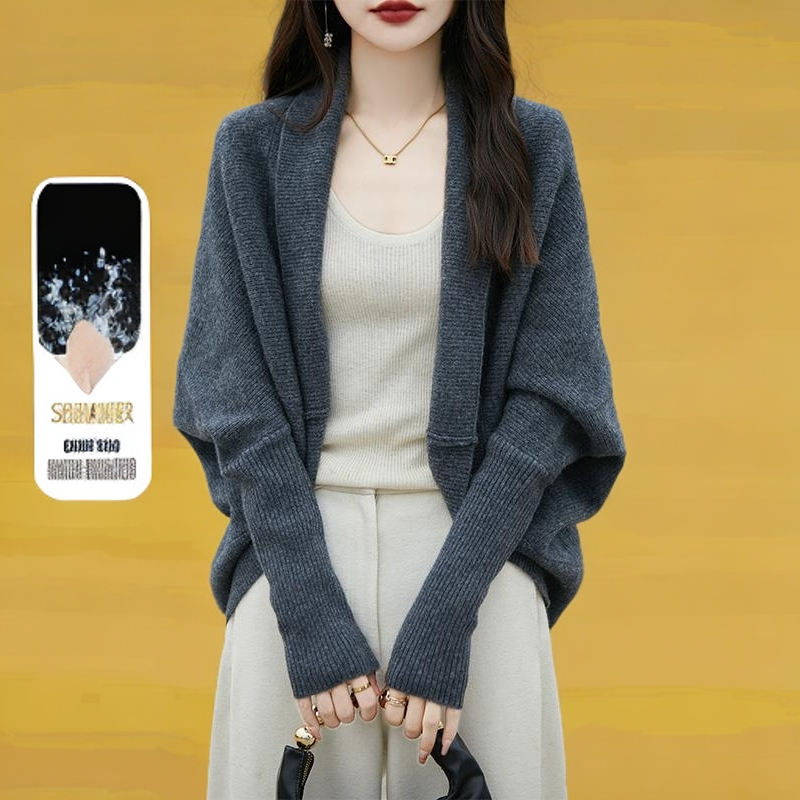 气质外搭羊毛蝙蝠袖开衫女宽松慵懒斗篷秋冬针织毛衣外套披肩上衣,淘宝优惠券,粉丝福利购,淘宝优惠卷