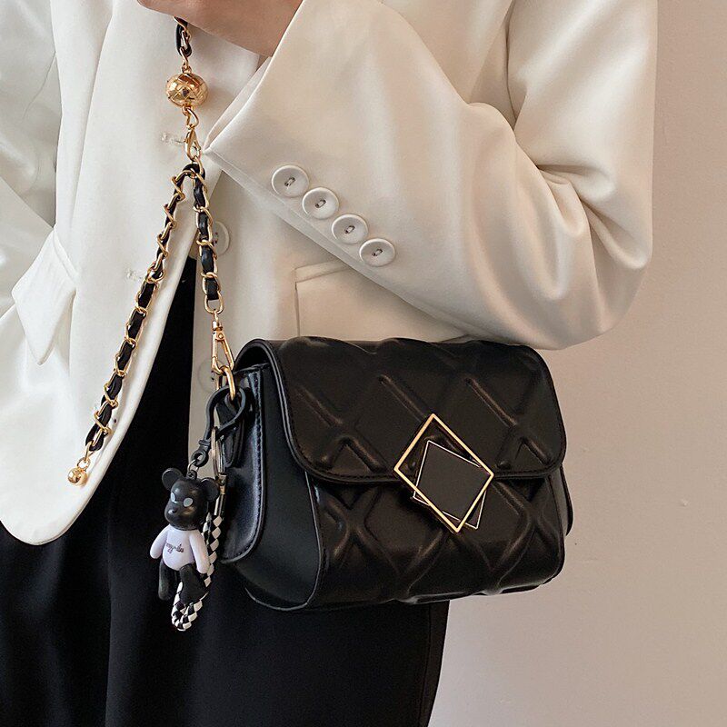 黑色女2023新款潮小金球链条小包包 娜达丽亚箱包女士包袋