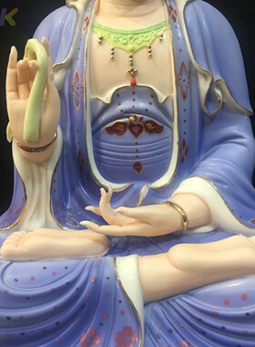 现代彩色陶瓷观音菩萨佛像工艺礼品家居客厅装饰摆件白瓷禅意u6