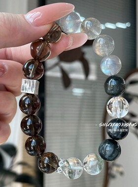 天然白水晶茶晶手链女款招财转运珠小众设计高级轻奢手饰送礼物