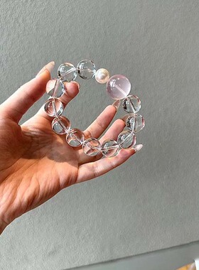 天然白水晶手串简约高级感粉晶串珠手链女百搭小众设计手饰批发