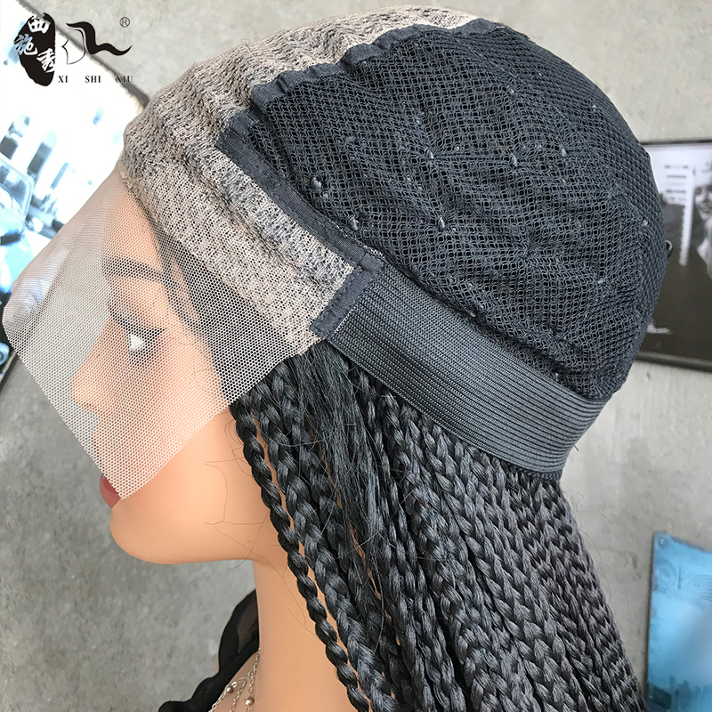 Box braided Frontal hair lace wig 34inch非洲蕾丝脏辫假发头套 - 图3