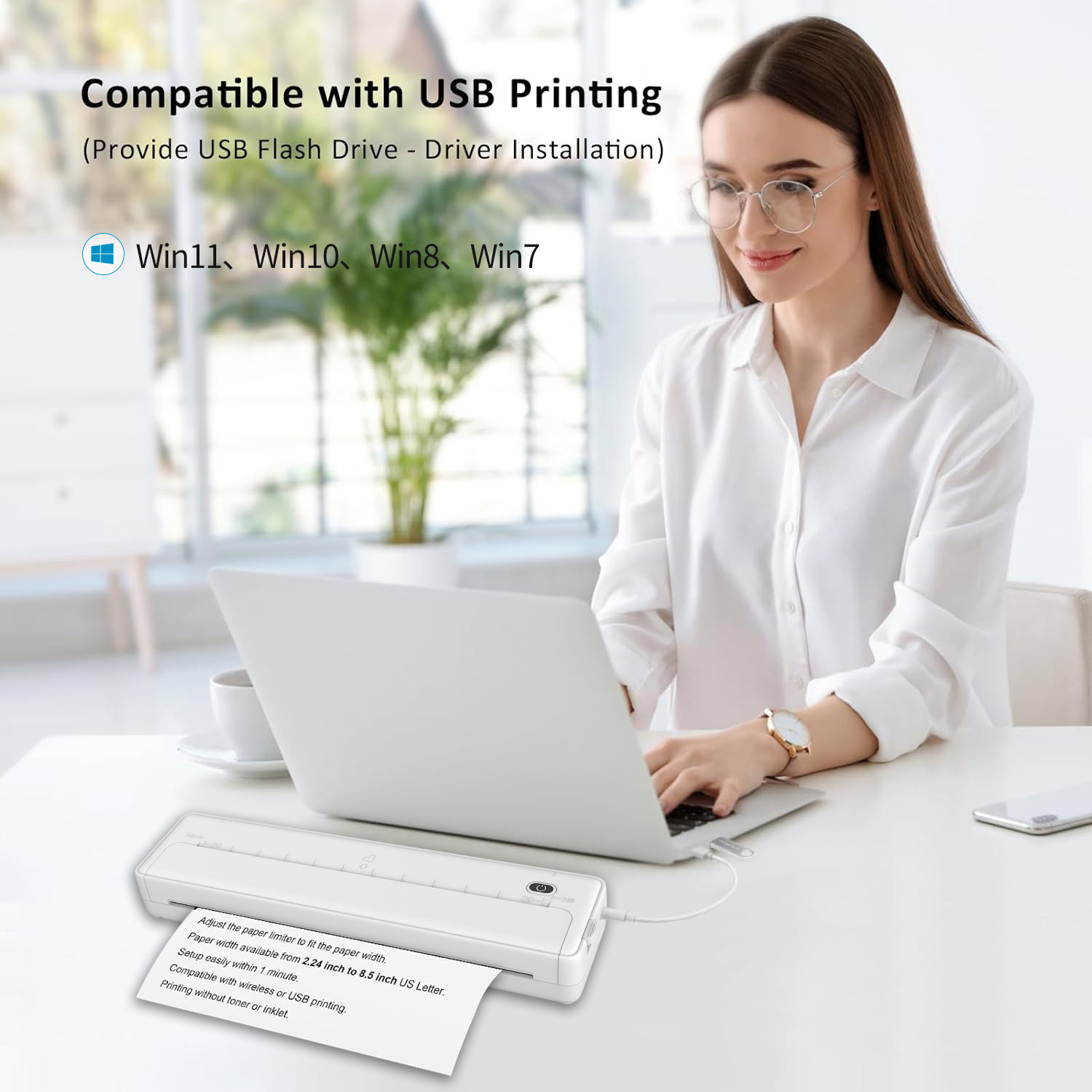 Mini Portable A4 Printer Inkless Thermal Paper Bluetooth USB - 图1