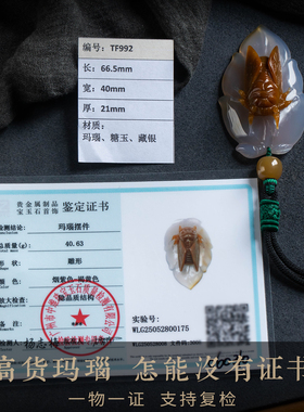 【孤品·玛瑙】大善堂天然玛瑙蝉鸣文玩精品吊坠项链礼品一物一证