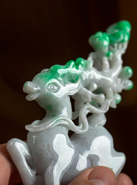 孤品【翡翠.一路生花】节日礼品桌面家居客厅高档摆件 一物一证