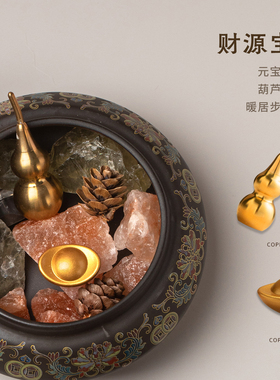 聚宝盆家居摆件五帝钱葫芦乔迁礼