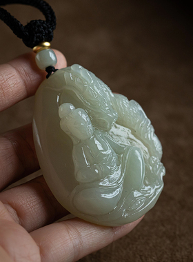 孤品和田玉御龙呈祥吊坠大善堂