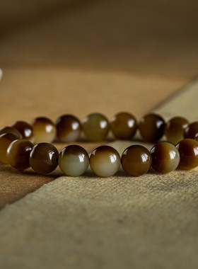 孤品【和田玉·锦瑟流年】高品质美拉德色玉石手链  一物一证