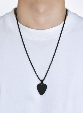 钛钢不掉色光面吉他拨片项链