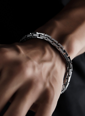 钛钢不掉色锯齿纹手链
