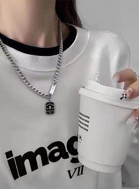 钛钢不掉色好运字母方牌儿童项链