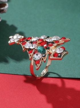 圣诞树开口可调节戒指