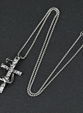 个性Vintage古着盘蛇十字架项链