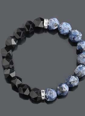 波塞冬蓝纹菱形手链玛瑙石手串