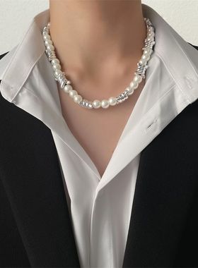 设计感拼接串珠荆棘珍珠项链