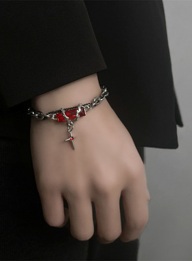 星体缠绕彩钻钛钢手链男