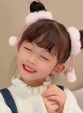 春节中国风红毛绒流苏蝴蝶结发圈