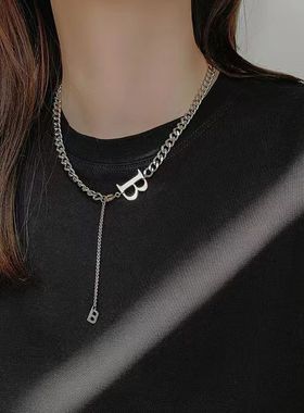 钛钢不掉色B字母项链儿童配饰