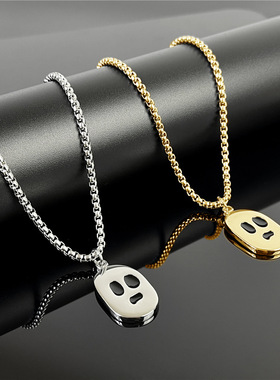 钛钢不掉色幽灵鬼脸项链
