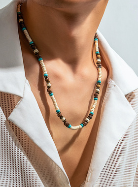 时尚个性波西米亚风松石木珠项链