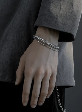 不掉色双层龙骨手链男