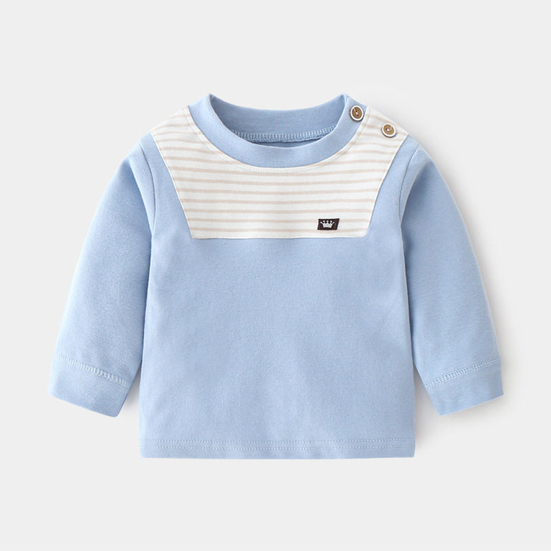 Spring and autumn long-sleeved pure cotton round-neck autumn T-shirt
