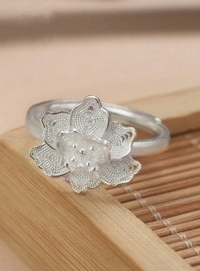 女生足银经典典雅防过敏纯银戒指