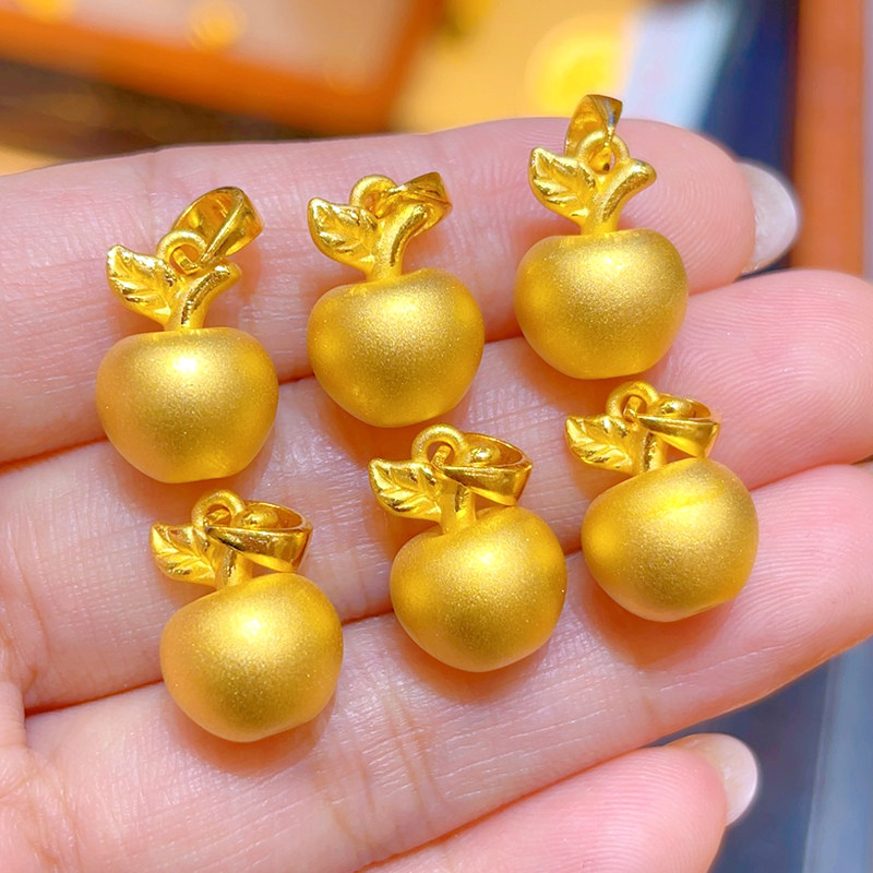黄金苹果吊坠足金999平安果挂坠3D硬金圣诞节礼物纯金坠子项链女