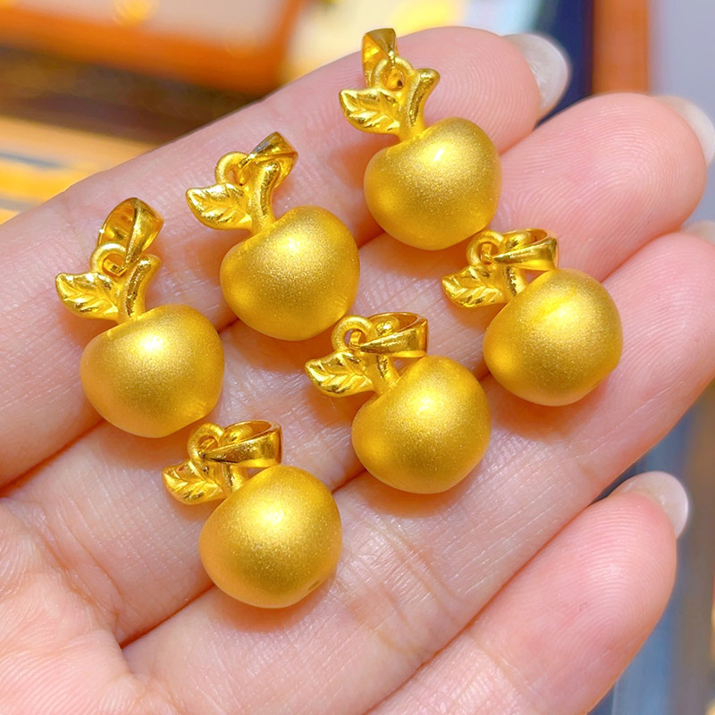 黄金苹果吊坠足金999平安果挂坠3D硬金圣诞节礼物纯金坠子项链女