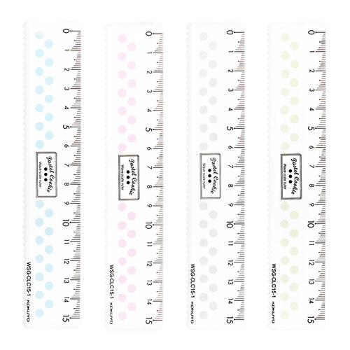 日本国誉透明直尺15cm/20cm淡彩曲奇小学生用文具制图带波浪尺子 - 图3