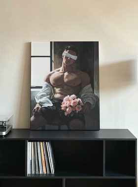 肌肉男拍写真高清装饰画卧室挂画喷绘油画室内靠墙工作室男体艺术