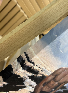 海隅听风写实油画海边礁石肌肉男装饰画黄昏云静谧氛围感艺术挂画