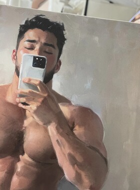 雄壮肌肉男高清装饰画卧室挂画喷绘油画房间室内挂墙靠墙艺术