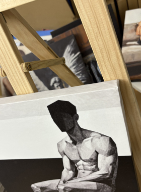 肌肉男白袜立体派油画装饰画挂画喷绘卧室靠墙男体工作室艺术画框