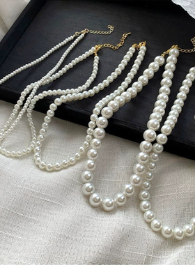 法式项链女复古蝴蝶结吊坠小众流苏锁骨链高级项链饰品