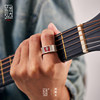 Original design Taoist style-Yu Jian'er handmade silver ring men's national fashion open cinnabar protective wide ring