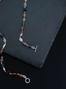 天然水晶项链彩色手工原创银链